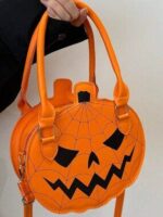 Halloween Pumpkin Crossbody Bag Orange PU Novelty Party Costume Bag