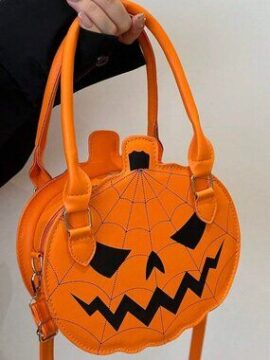 Halloween Pumpkin Crossbody Bag Orange PU Novelty Party Costume Bag