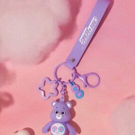 Care Bears 3D Cartoon Bear Keychain Cute Purple Bag Pendant Charm