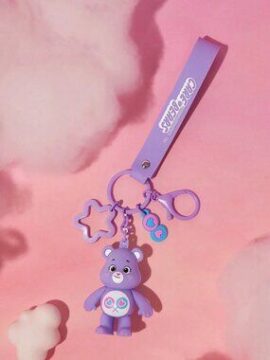Care Bears 3D Cartoon Bear Keychain Cute Purple Bag Pendant Charm