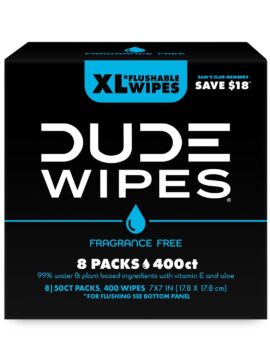 DUDE WIPES XL Fragrance Free Flushable Wet Wipes | 8 Packs of 50 (400 Total)