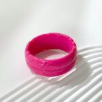 💖🧡💙 3-Piece Candy Color Floral Resin Bangle Bracelet Set