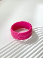 💖🧡💙 3-Piece Candy Color Floral Resin Bangle Bracelet Set