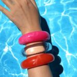 💖🤍 2-Piece Open C Resin Bangle Set – Hot Pink & Clear Statement Bracelets